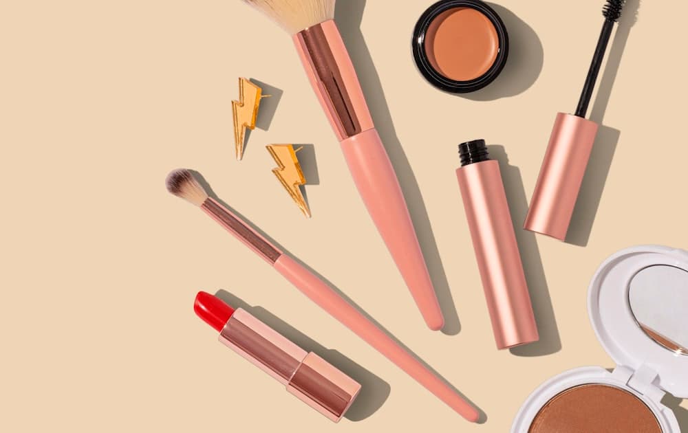 Assorted small retail products arranged in a flat lay